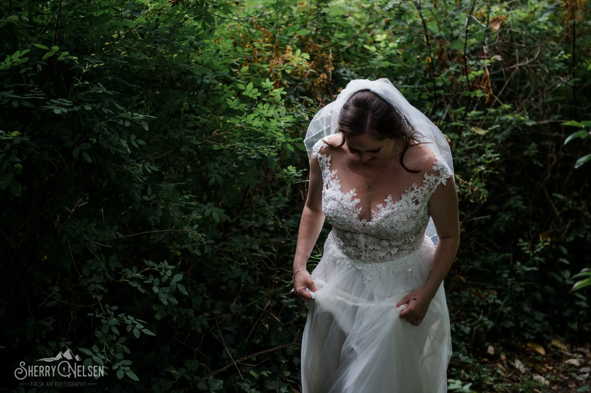 Bride walks in happiness to surprise her husband to be with a first look before the ceremony Sunshine coast BC