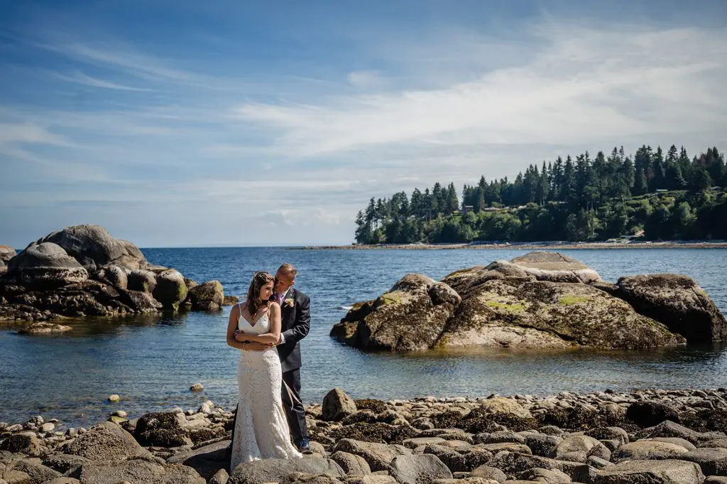 oceanside bride and groom portrait during sunshine coast wedding